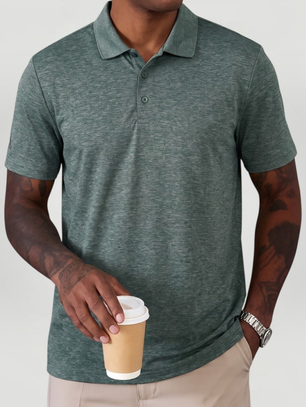 Adidas Golf Primegreen Polo Shirt XL Heather Green Recycled Polyester Men's